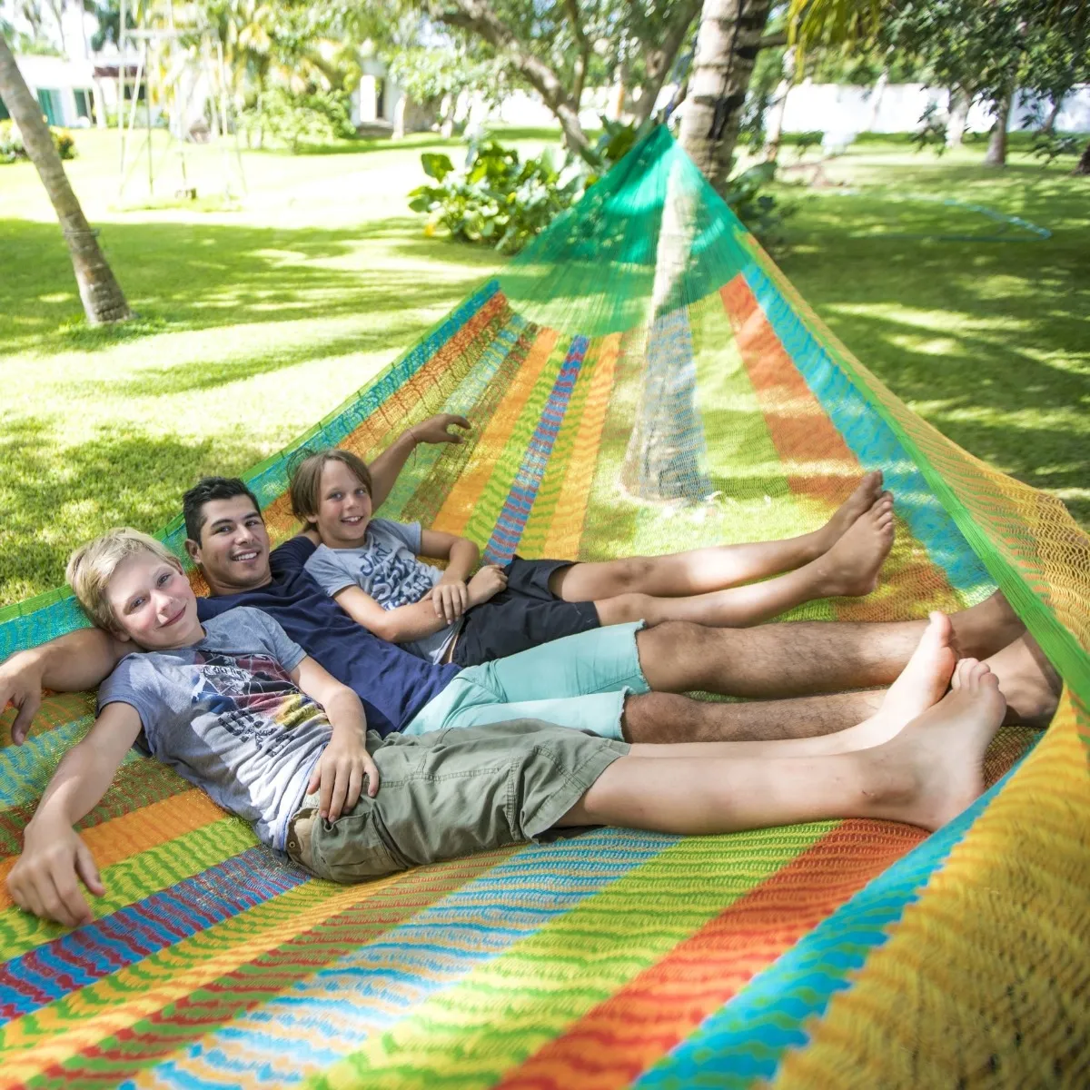Jumbo XXL Netz Hngematte aus Mexiko bunt Baumwolle