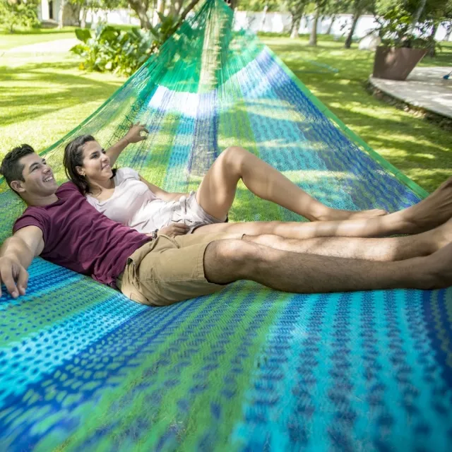 Mexikanische Hängematte Family plus Mare blau-grün by MacaMex MA-00245 color blue