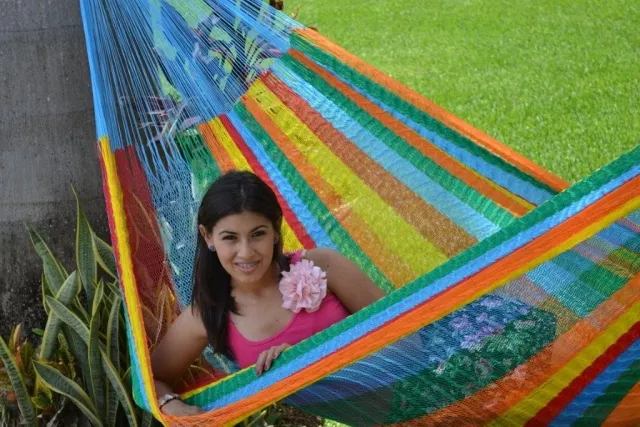 Mexican Net Hammock - Matrimonial Rainbow Plus MacaTex by MacaMex MA-00639 color multicolor