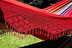 Brasil Comfort Verano with Macrame Edge Double Cloth Hammock Cotton Red by MacaMex MA-01052 color red