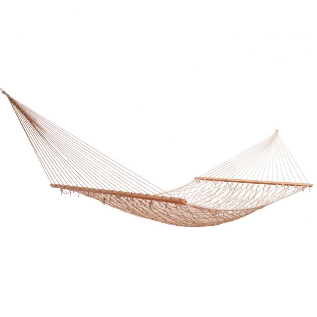 Bahamas Doppel-Stabhängematte mit Netzliegefläche aus recycelten PET Flaschen (FSC™ certified) by MacaMex MA-07100 color natur / beige