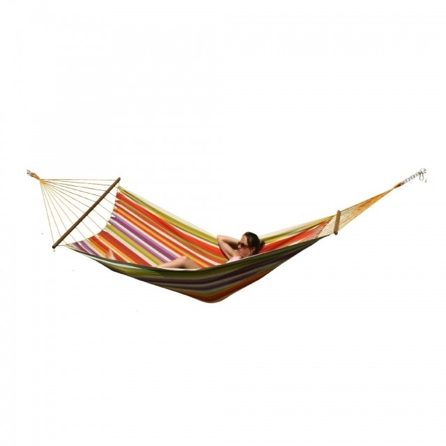 Caribe Costa Rica pole hammock colorful cotton by MacaMex MA-02002 color bunt
