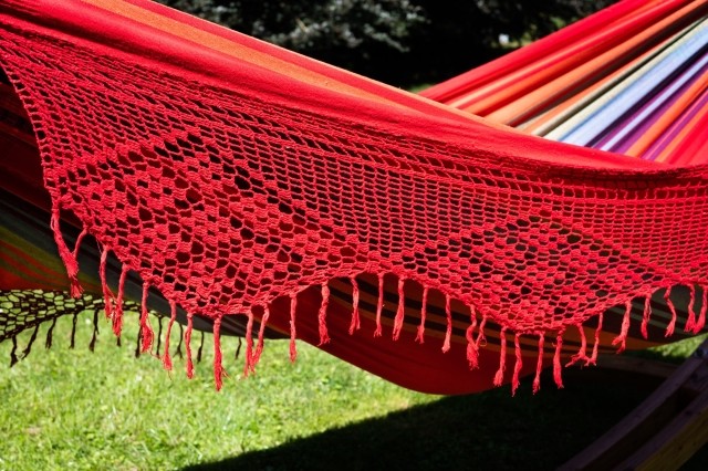 Brasil Comfort Verano Macrame Doppelhängematte by MacaMex MA-01052 color rot