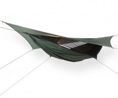 Expedition Asym ZIP travel hammock with mosquito net and rain fly by Hennessy Hammocks MA-02074 color grün