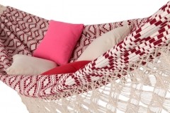 Brasil Deluxe Jacquard Macrame Barrique Doppelhängematte by MacaMex MA-01105 color red