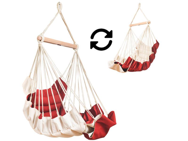 Hängesessel mit 2 Farben zum Wenden Rot und Creme Hängesessel mit 2 Farben zum Wenden Rot und Creme